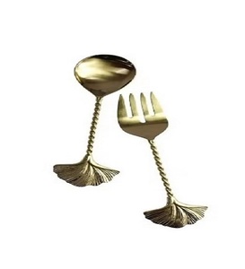 Hot Selling Modern Stainless Steel Salad Server Set with <b>Gold</b> Plated Metal <b>Serving</b> <b>Spoon</b> Fork for Home Kitchen Use - Product Image 1