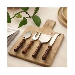 Elegant Serve Set Stainless Steel Cheese Server Set with wooden Handle - Product Image 1