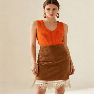 Jupe crayon plissée respirante en crochet à taille naturelle à carreaux vintage Temu 2026 SWEET BABE pour femme, idéale pour le bureau et le quotidien – Grande Vente - Product Image 2