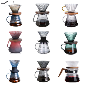 Cafetière à Verser 600 ml <span class=keywords><strong>Carafe</strong></span> en Verre Borosilicate avec Filtre à Café en Verre Poignée en Noyer et Couvercle en Verre Ensemble de Cafetière à Verser - Product Image 6