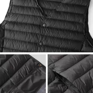 Gilet matelassé en toile sur mesure pour homme, grande taille, imperméable, respirant, écologique, décontracté, printemps, sans manches, col en V, fermeture éclair - Product Image 4