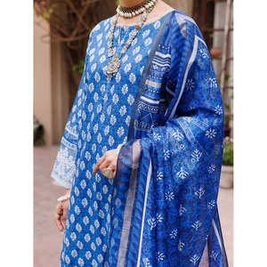 Ensemble Salwar Kameez 3 Pièces Bleu Non Cousu en Coton Dobby pour Femme – Collection Été 2026 – Tenue Ethnique Pakistanaise - Product Image 5