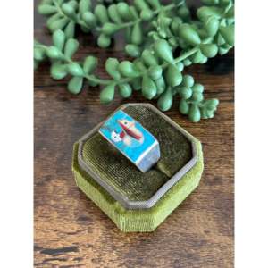 Southwest Handmade <b>Turquoise</b> Opal Sterling Silver Square Inlay <b>Ring</b> - Product Image 3
