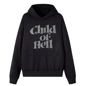 Sudadera con Capucha Personalizada de Felpa Gruesa con Pedrería para Hombre, Doble Cremallera, Lavado Desteñido al Sol, Bordada - Product Image 1