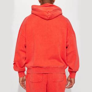 Sudadera con capucha de gran tamaño personalizada para hombre French Terry, ropa de calle de algodón 100%, sudaderas con capucha desgastadas Vintage rasgadas para hombre - Product Image 4