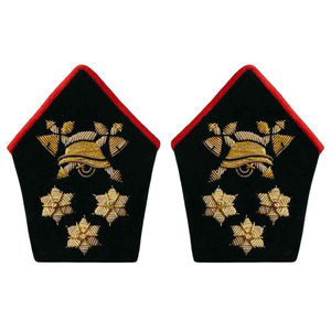 Badge de col de qualité supérieure avec bouton pression en laiton, rangs de col OEM, couronne en fil de bullion doré ou argenté, ruban de col - Product Image 3