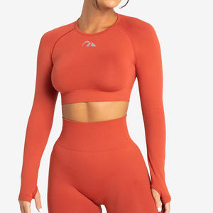 Camisetas de secado rápido para entrenamiento de yoga deportivo de manga larga para mujer, camisetas recortadas orientadas a la exportación de buena calidad, proveedor de BD - Product Image 1