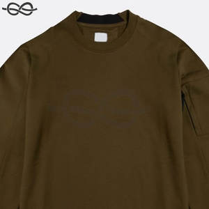 Sudadera de lana elevada en diagonal, cuello acanalado, puños y dobladillo, sudadera de algodón, bolsillo con cremallera en el brazo izquierdo, sudadera - Product Image 6