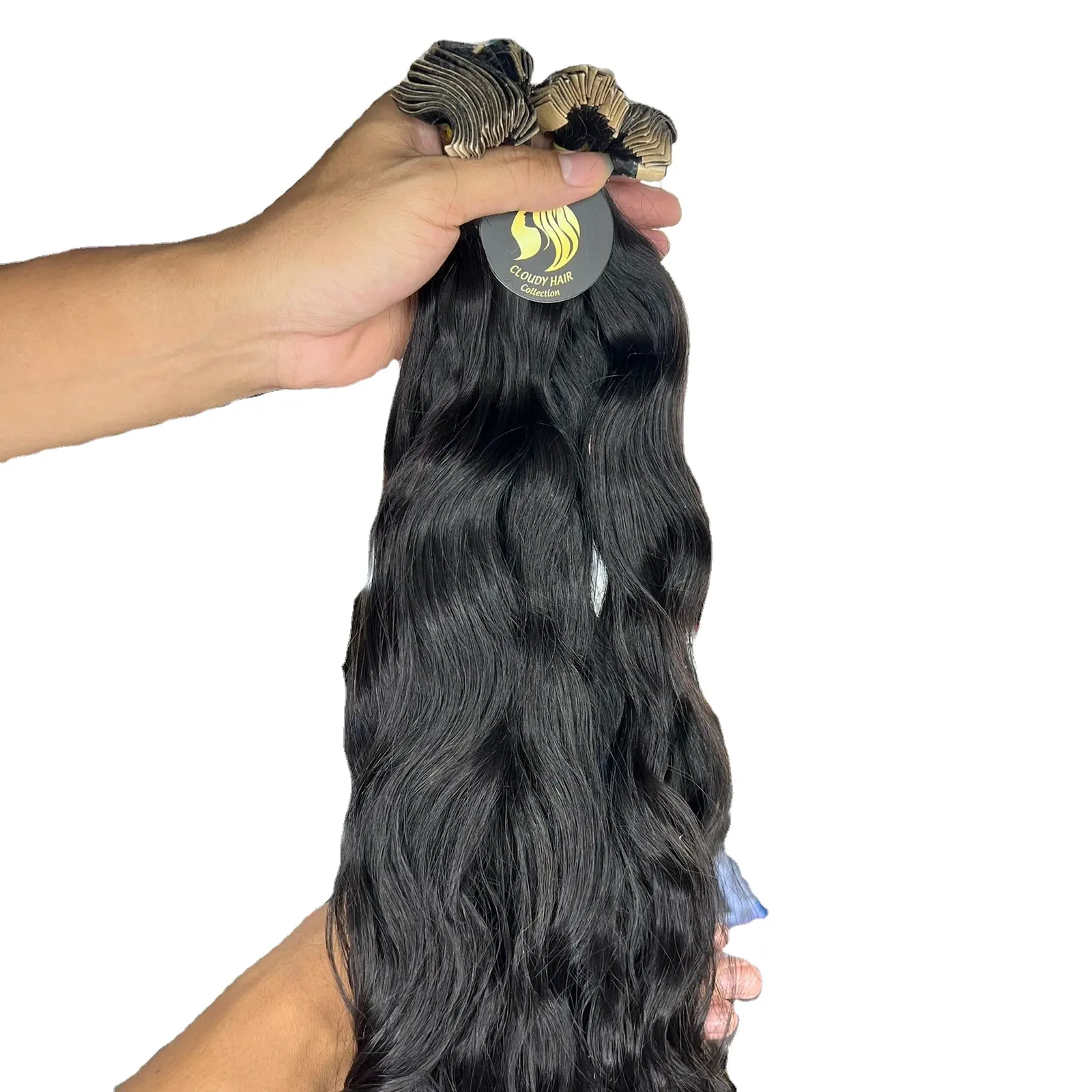 İşlenmemiş doğal dalgalı saç toplu bir donör işlenmemiş insan saçı örgü dalgalı saç uzatma