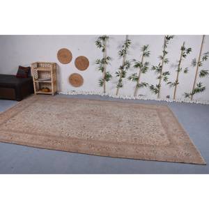 Traditional Beige <b>Brown</b> <b>Wool</b> Rug 6.6 X 11.3ft Vintage Turkish Patchwork Design for Living Rectangle Hallway Latex Bedside Rugs - Product Image 2