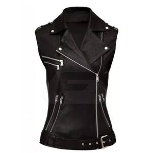 Gran oferta de alta calidad, Chaleco de cuero genuino para mujer, transpirable, con cuello levantado, relleno de algodón, tejido, nueva moda - Product Image 1