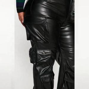 High <b>Waist</b> Streetwear Long Women Multi Pocket Loose Fit Sheep Skin Leather Pant Premium Cheap Price Straight Women <b>Trouser</b> 2026 - Product Image 4