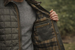 Veste matelassée vintage marron pour homme, veste d'hiver légère, vêtements de travail décontractés pour homme, fermeture éclair sur le devant, col montant - Product Image 4