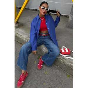 เสื้อเชิ้ตผ้าป๊อปลินทรงโอเวอร์ไซส์คลาสสิก 3421 ดีไซน์เรียบง่ายทันสมัย - Product Image 2