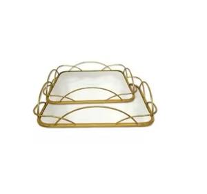 Bandeja rectangular chapada en oro para servir en Navidad, restaurante, boda u hotel, para servir comida - Product Image 2