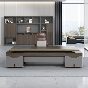 L Shape Solid Wood Executive Office Desk Minimalist Manager <b>Workstation</b> with Storage - Product Image 2