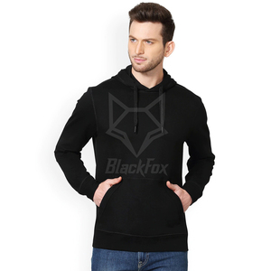 เสื้อฮู้ดผู้ชาย BlackFox สีดำ ทรงปกติ ผ้าฝ้ายถัก สวมใส่สบาย มีกระเป๋าโลโก้ด้านหน้า สไตล์ฤดูใบไม้ร่วง - Product Image 1