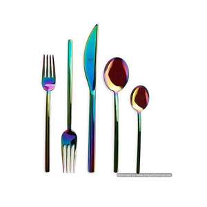 Magnifique ensemble de couverts arc-en-ciel avec une construction en acier durable et des tons vibrants rehaussant les repas quotidiens et les dîners festifs - Product Image 1