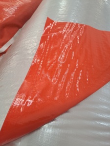 ผ้าผ้าใบกันน้ำ PE สีส้มบริสุทธิ์แบบเรียบกันน้ำมีขนาดและยี่ห้อตามสั่ง200gsm - Product Image 2