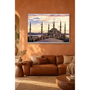 Impression sur toile de la mosquée Fida Sultanahmet avec des mouettes au coucher du soleil - Product Image 5