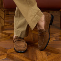Mocassins décontractés en daim de vache véritable style britannique pour homme, à bout rond, à enfiler, chaussures de conduite tendance pour homme
