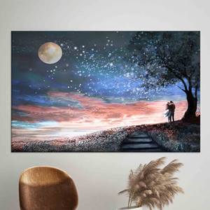 Superbe art mural sur toile imprimé avec un couple sous les étoiles - Décoration élégante, toile enveloppée - Product Image 1