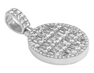 Diseño atractivo de calidad superior VVS Clarity Moissanite Round Baguette Diamond en colgante de diamante de plata esterlina para él y ella - Product Image 2