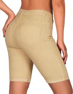 Shorts de Mezclilla de Cintura Alta para Mujer, Holgados, Transpirables, Lavados, Suaves, Elásticos, de Algodón, para Uso Casual de Verano, Estilo Urbano Moderno - Product Image 3