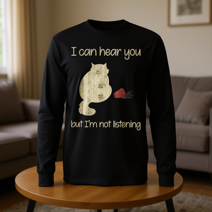 Posso sentirti ma non ti ascolto - T-shirt a maniche lunghe con stampa digitale girocollo unisex per adulti - Product Image 3