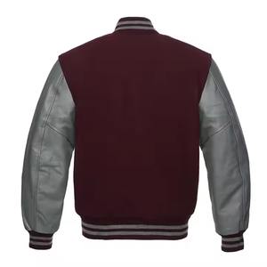 Chaqueta universitaria de béisbol Bomber negra de poliéster lisa en blanco con logotipo impreso personalizado al por mayor para hombre - Product Image 6