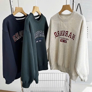 Venta al por mayor sudadera 100% algodón de alta calidad de la Universidad de Harvard carta de manga larga Casual estilo juvenil suéter para hombres y mujeres - Product Image 3