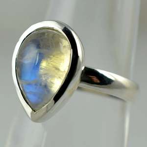 Navya <b>Craft</b> Handmade Women's <b>Ring</b> Rainbow Moonstone Pear Shape 925 Solid Sterling Silver Romantic Sizes 4-13 for Christmas - Product Image 6