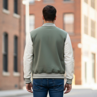 Blouson universitaire long à capuche en toile 100 % laine pour homme, personnalisable avec logo, haute qualité, imperméable, coupe-vent, hiver, contrasté, collection 2026