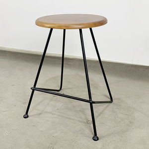 Industrial-Style Round <b>Wooden</b> <b>Stool</b> with Iron Legs in Various Colors (GCF029) - Product Image 2