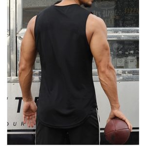Débardeurs de luxe pour hommes de grande taille anti-rides 100% polyester personnalisé logo uni lourd haut vierge à col rond surdimensionné - Product Image 5