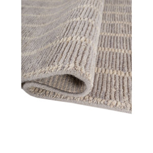 Alfombras de Lana Tejidas a Mano en Gris y Negro, Diseño Jacquard Geométrico Clásico, Rectangulares Grandes de 10 mm para la Entrada del Hogar, Hechas a Mano HWL-444 - Product Image 2