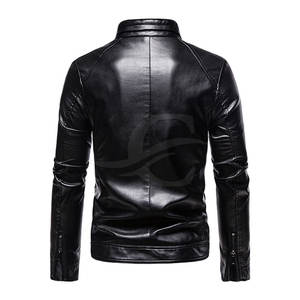 Blouson en cuir pour homme style populaire, col montant, en toile imperméable et respirante, vente en gros - Product Image 3