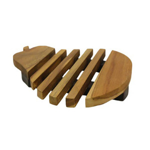 Vintage Wood <b>Trivets</b> with Gold Detail Wood <b>Kitchen</b> Decor Mid century <b>Kitchen</b> Decor Wood and Decor - Product Image 4