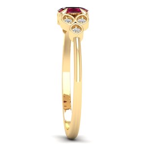 Bague REYES en moissanite et rubis certifiés GRA, en or jaune 14K ou 18K plaqué rhodium, bijoux fins pour femmes - Product Image 3