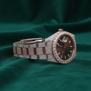 Reloj de Lujo con Incrustaciones de Moissanita VVS para Hombre, Dos Tonos, Plata y Oro Rosa, 41 mm, Esfera Romana, Pasa Prueba, Estilo Hip Hop, Personalizable con Logotipo - Product Image 2