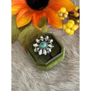 Southwest Handmade Turquoise Opal <b>Sterling</b> <b>Silver</b> Bezel Set <b>Adjustable</b> <b>Ring</b> - Product Image 3