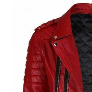 เสื้อแจ็คเก็ตหนังแท้ผู้ชายแขนยาวโลโก้มหาวิทยาลัย - Product Image 3