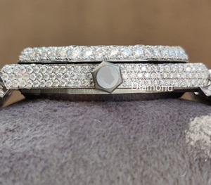 <b>Men's</b> Stainless Steel Analog Moissanite Watch Roman Numerals Hip Hop Bust Iced Style for Sports Business 20mm Band Antique Watch - Product Image 2