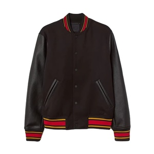 Veste bomber universitaire d'hiver à col montant en toile brodée avec logo personnalisé, respirante - Product Image 1