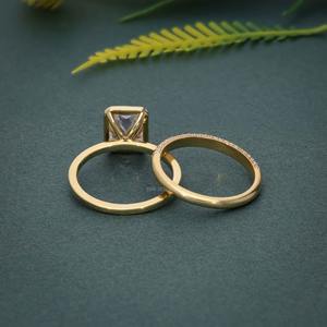 Anillo de Compromiso Solitario con Diamante Cultivado en Laboratorio con Certificación IGI, Estilo Antiguo, Radiante, VVS, con Anillo de Bodas de Oro de 14k para Mujer - Product Image 6