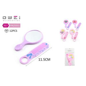 หวีกระจกทรงกลมหลากสีสำหรับอุปกรณ์จัดแต่งทรงผม - Product Image 1