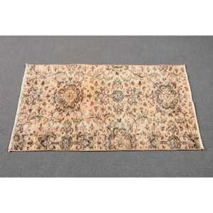 Vintage Rug, 1.8x3.2 ft Turkish Rug, <b>Brown</b> Green Ombr <b>Wool</b> Rug - Product Image 2