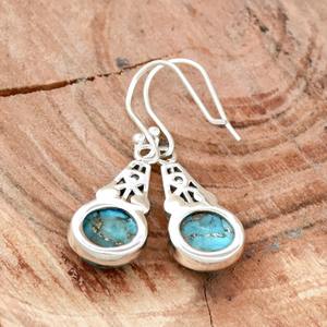 À la mode Naturel Turquoise Gemstone 925 En Argent Sterling À La Main Dangle Boucles D'oreilles Bijoux Solide 925 Estampillé Bijoux En Argent - Product Image 2