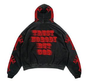 Sweat à capuche personnalisé poids lourd délavé au soleil fabricants de patch de lavage à l'acide Applique brodé recadrée Boxy à capuche pour hommes - Product Image 5