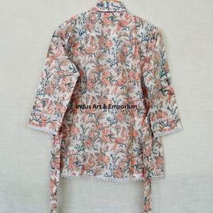 Hermoso vestido estampado floral de bloque de algodón Vestido para ropa informal Vestido estampado de bloque de mano - Product Image 5